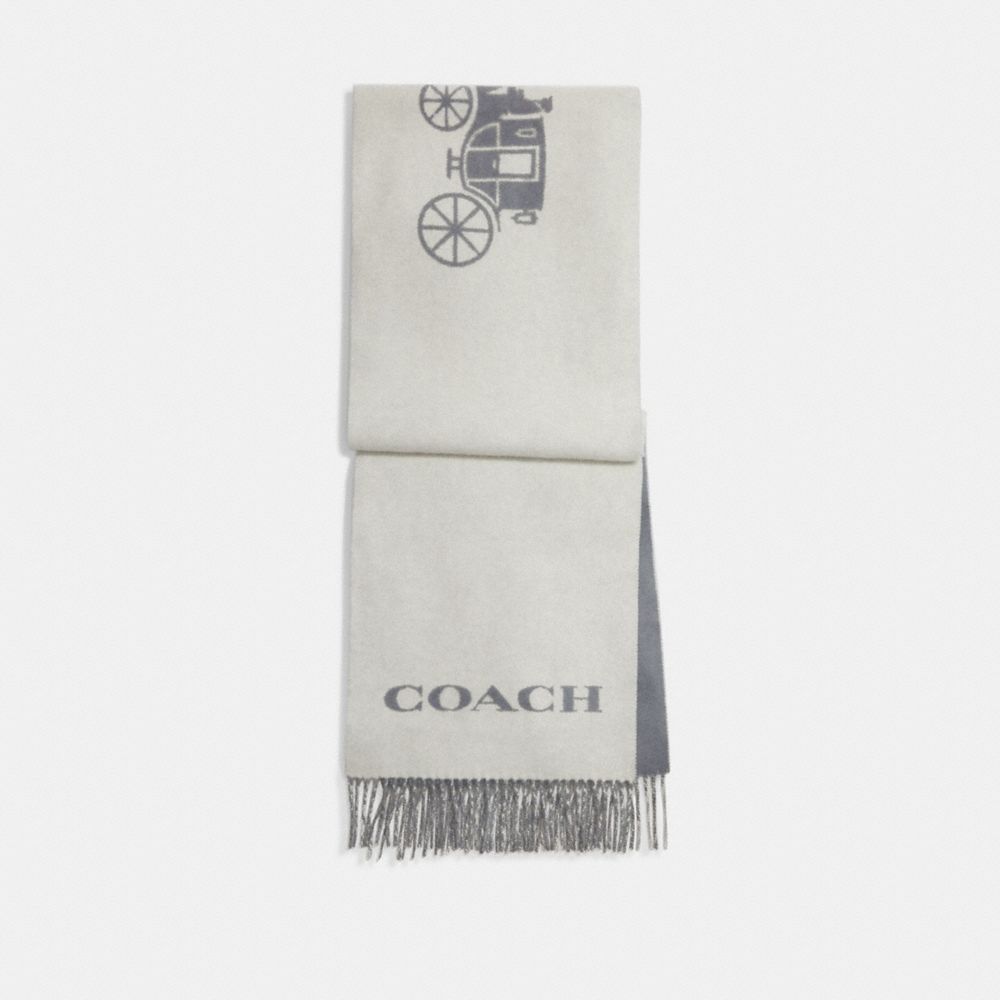 COACH®,ホース アンド キャリッジ カシミヤ マフラー,ファッション雑貨,ﾁｮｰｸ/ｸﾞﾚｰ