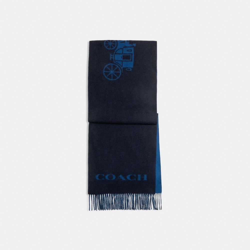 COACH®,HORSE AND CARRIAGE CASHMERE MUFFLER,Midnight Navy,Front View image number 0