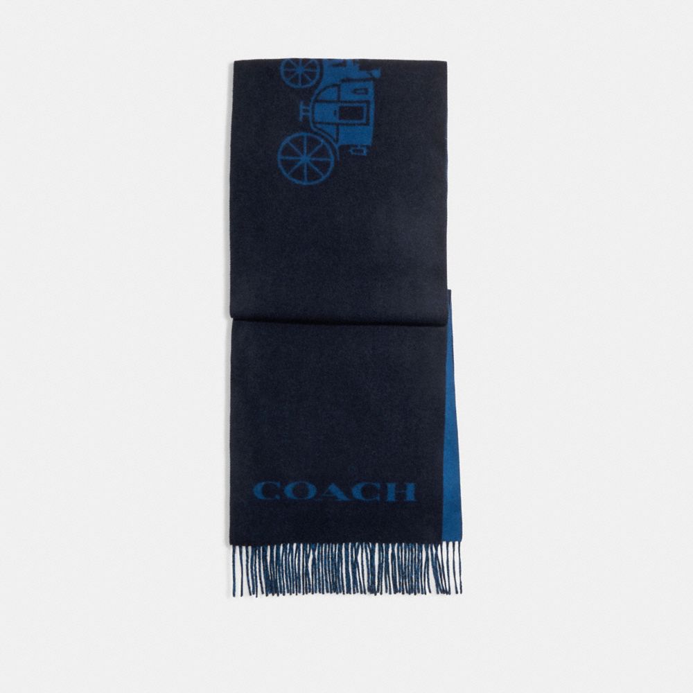 COACH®,HORSE AND CARRIAGE CASHMERE MUFFLER,Midnight Navy,Front View image number 0