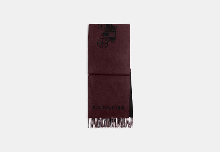 COACH®,HORSE AND CARRIAGE CASHMERE MUFFLER,cashmere,Wine/Black,Front View