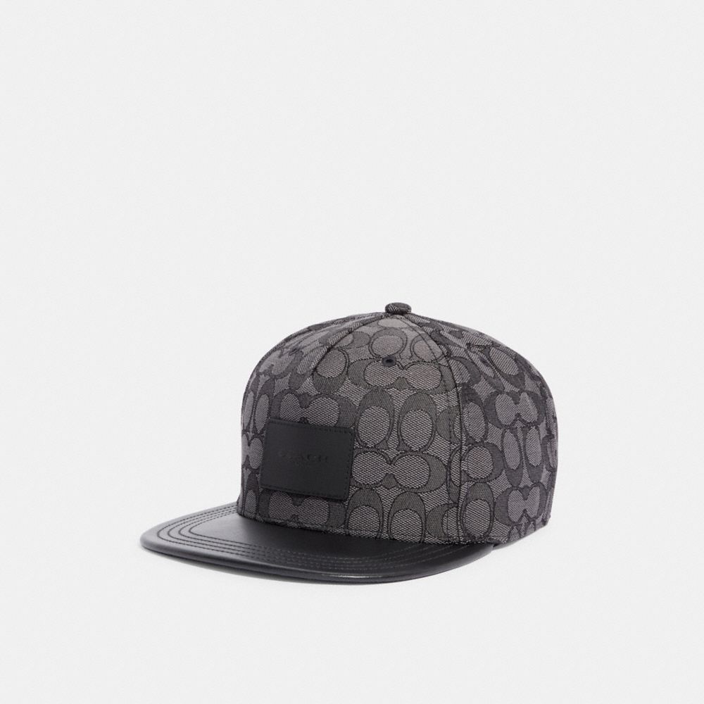 COACH®,SIGNATURE FLAT BRIM HAT,Charcoal Signature,Front View
