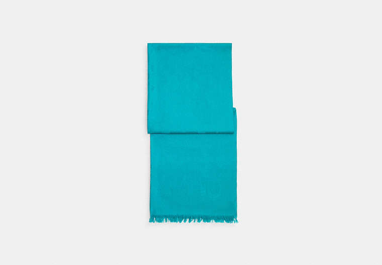 COACH®,SIGNATURE WRAP,wool,Bright Turquoise,Front View