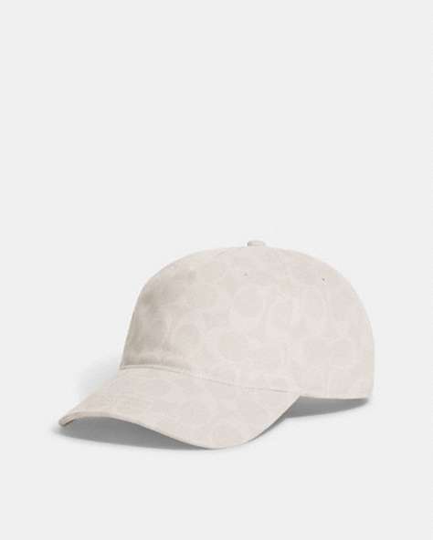 COACH®,SIGNATURE DENIM BASEBALL HAT,cotton,Chalk,Front View
