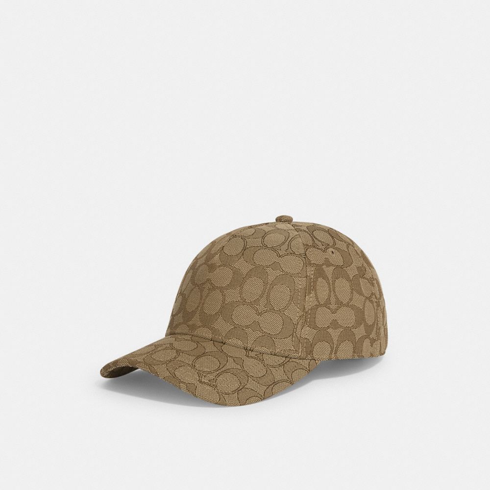 COACH®,SIGNATURE JACQUARD BASEBALL HAT,Khaki,Front View