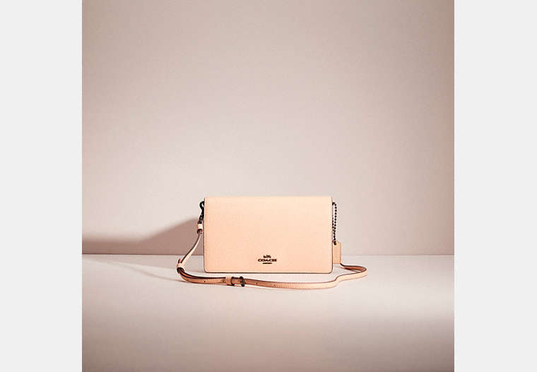 COACH®,RESTORED HAYDEN FOLDOVER CROSSBODY CLUTCH,Polished Pebble Leather,Pewter/Faded Blush,Front View