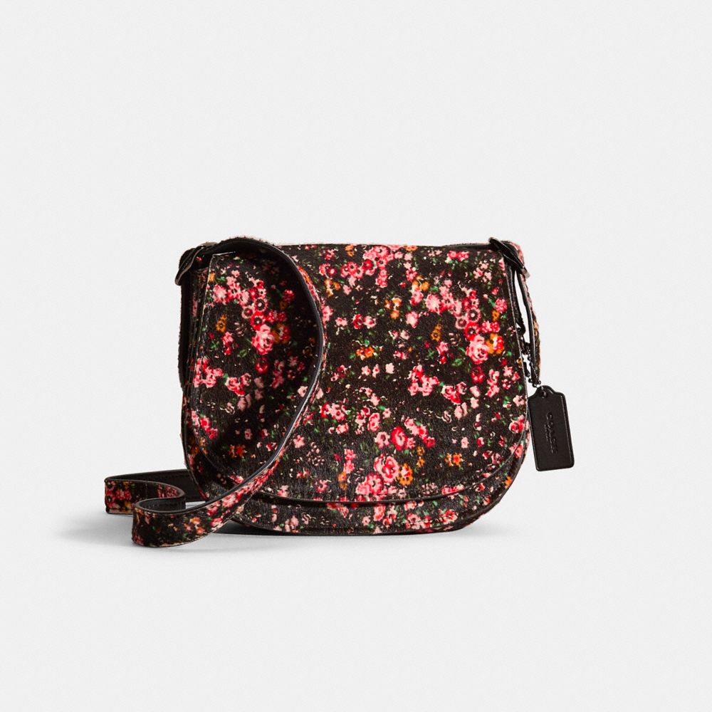 Coach Restored Saddle 23 In Gunmetal/black/pink
