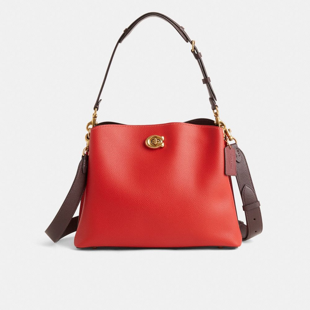 COACH®,Restored Willow Shoulder Bag In Colorblock,Leather,Bucket,Logo,Casual,,Front View