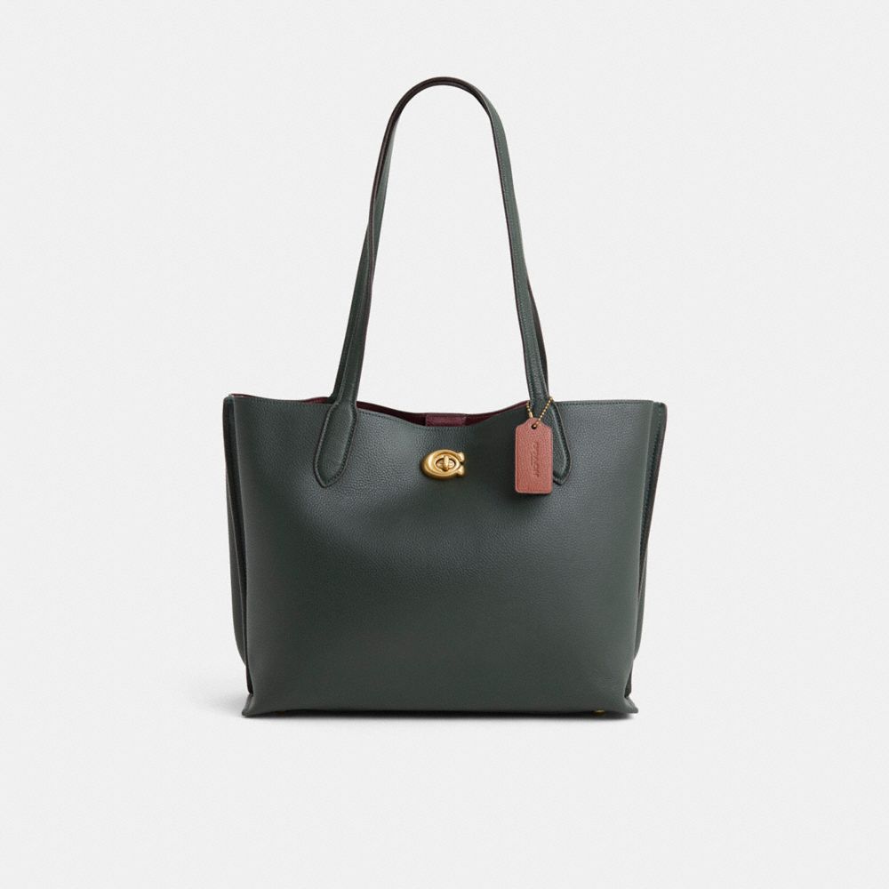 COACH®,Restored Willow Tote In Colorblock With Signature Canvas Interior,Canvas,Leather,Tote,Logo,Metal,Lined,Casual,,Front View