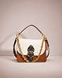 COACH®,RESTORED BEAT SHOULDER BAG IN COLORBLOCK WITH RIVETS,Glovetanned Leather,Small,Brass/Vintage Khaki Multi,Front View