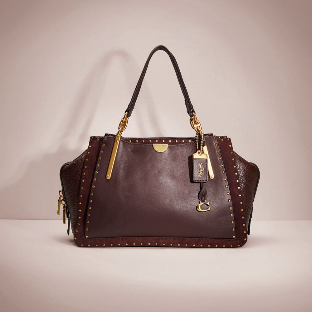 Coach border rivets mixed leather dreamer satchel sale