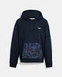 COACH®,CAMO PRINTED HOODIE,cotton,Pageant Blue,Front View