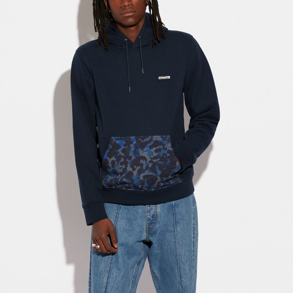 COACH®,CAMO PRINTED HOODIE,Pageant Blue,Scale View