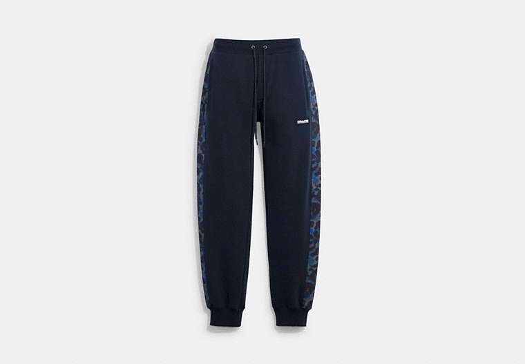 COACH®,CAMO PRINTED JOGGERS,cotton,Blue,Front View