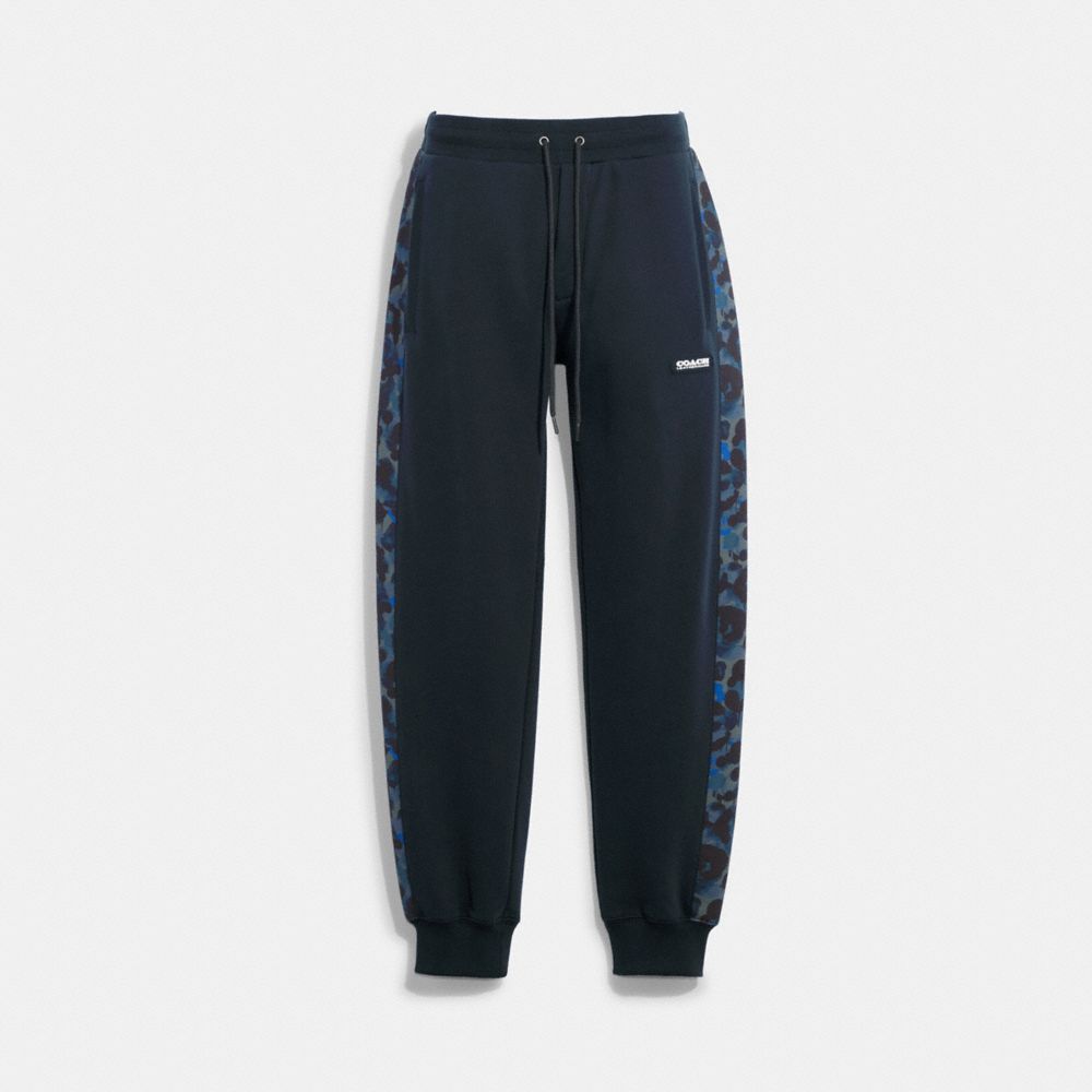 COACH®,CAMO PRINTED JOGGERS,Pageant Blue,Front View