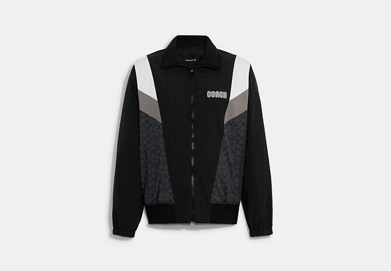COACH®,TRACK JACKET,Black Charcoal,Front View