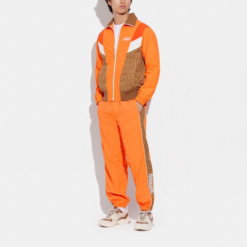 COACH®,TRACK JOGGERS,Orange/Tan Signature Multi,Scale View