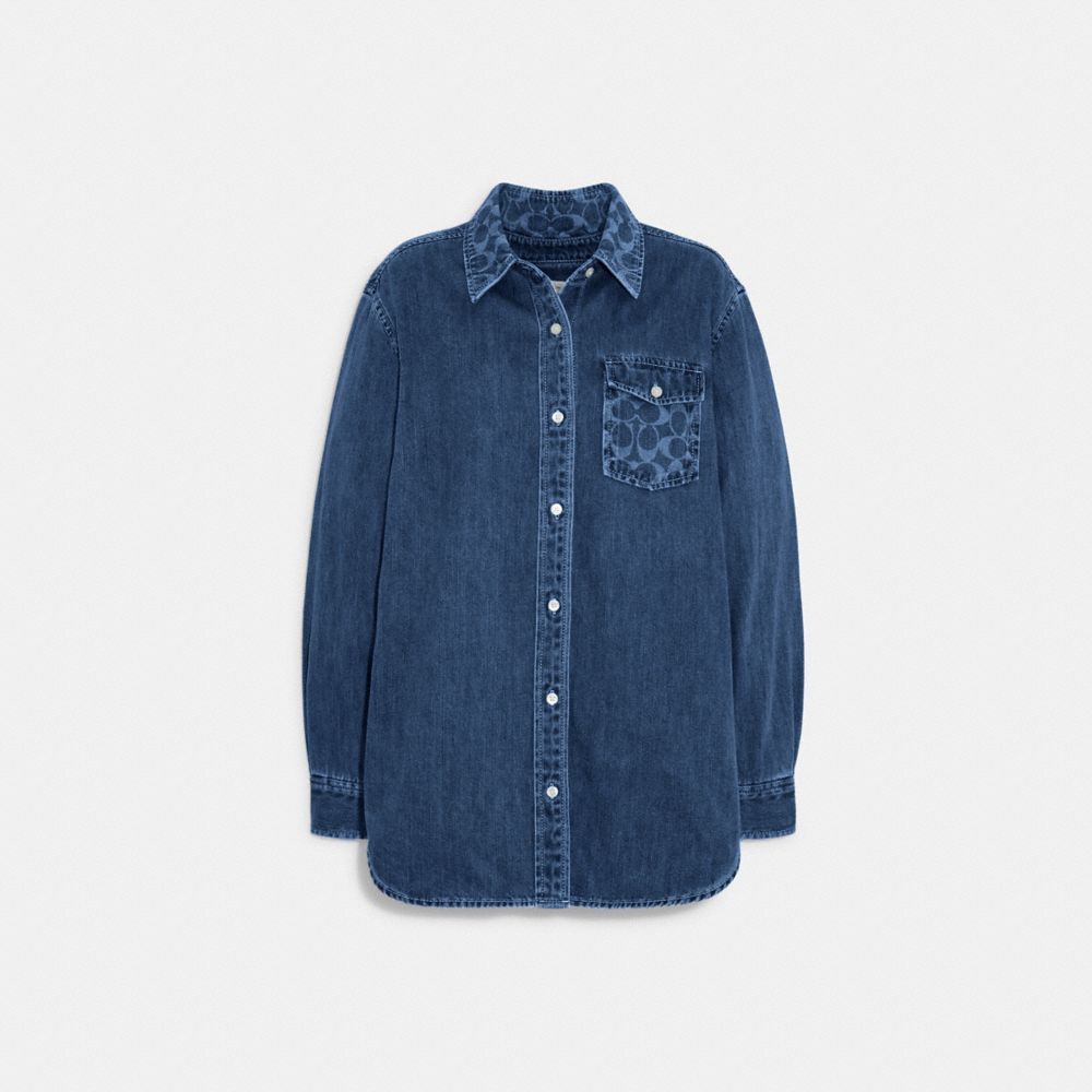 COACH Signature Denim Button Down Shirt