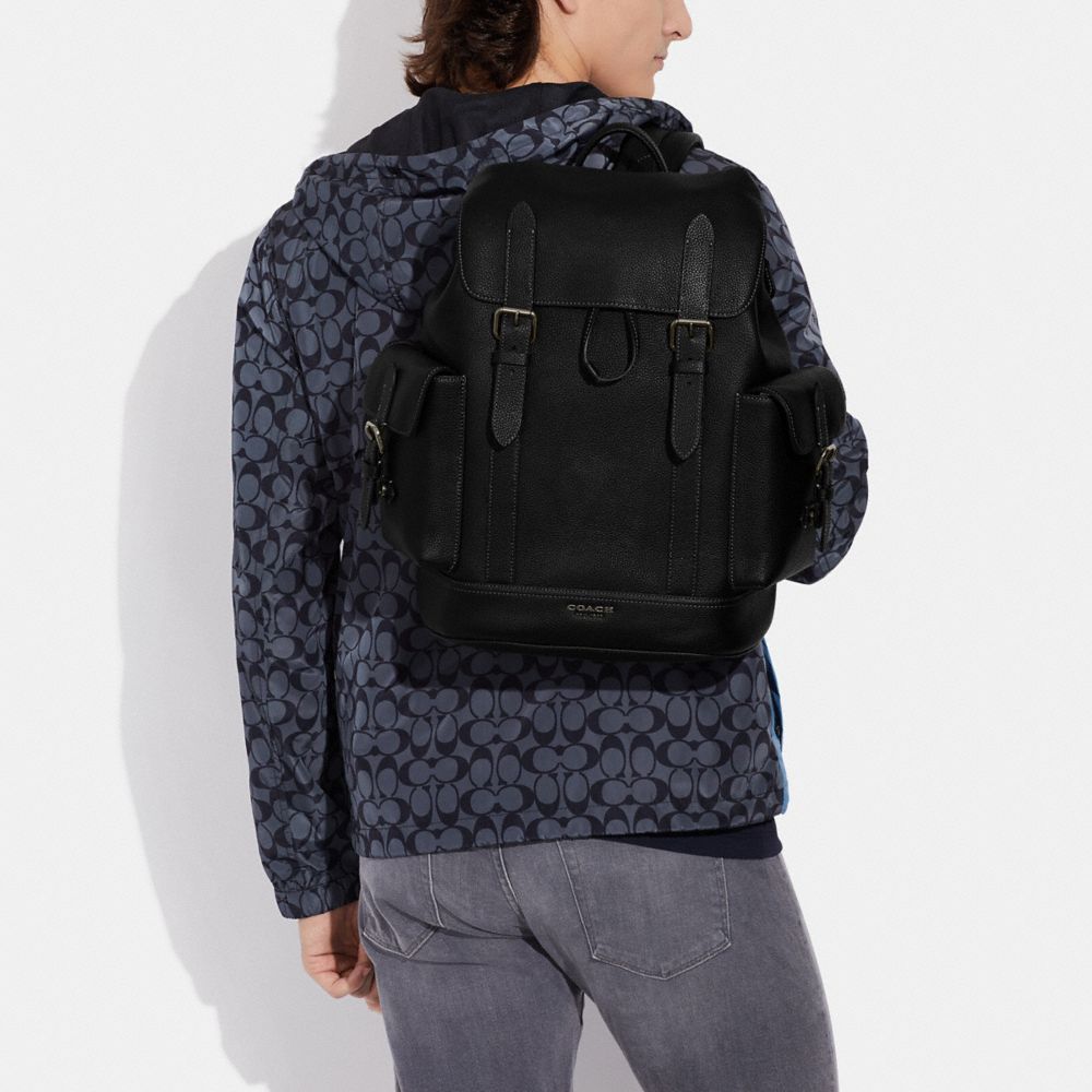 COACH®,Hudson Backpack,Leather,Backpack,Belt,Gunmetal,Casual,,Detail View