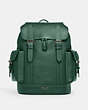 COACH®,HUDSON BACKPACK,Natural Pebble Leather,Large,Gunmetal/Dark Pine,Front View