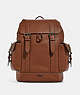COACH®,HUDSON BACKPACK,Natural Pebble Leather,Large,Gunmetal/Saddle,Front View