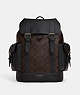 COACH®,HUDSON BACKPACK IN SIGNATURE CANVAS,Signature Coated Canvas,Large,Office,Gunmetal/Mahogany,Front View