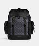 COACH®,HUDSON BACKPACK IN SIGNATURE CANVAS,Signature Coated Canvas,Large,Office,Gunmetal/Charcoal/Black,Front View