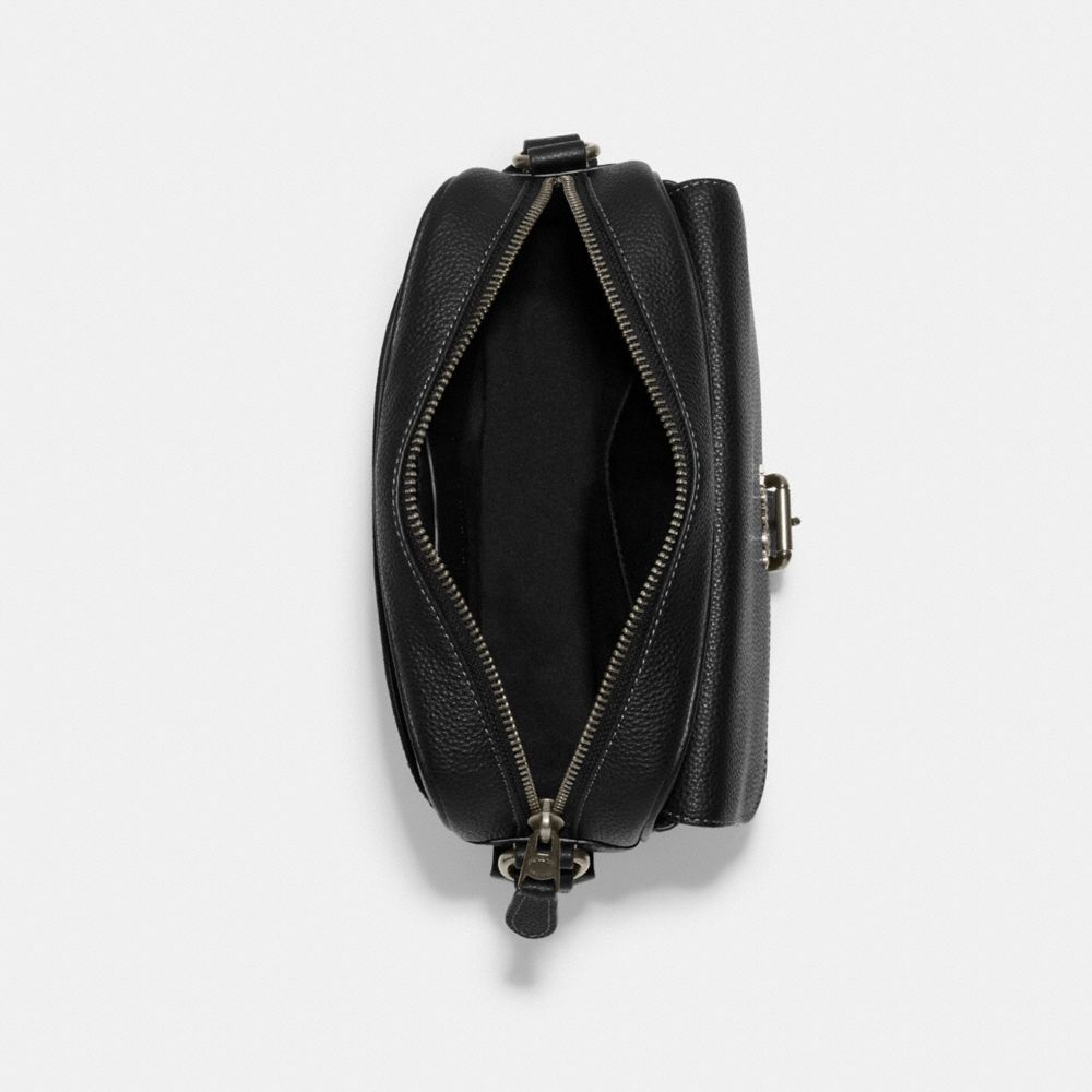 COACH®,Hudson Crossbody Bag In Signature Canvas,Canvas,Leather,Crossbody,PVC,Logo,Color Block,Piping,Casual,,Inside View,Top View