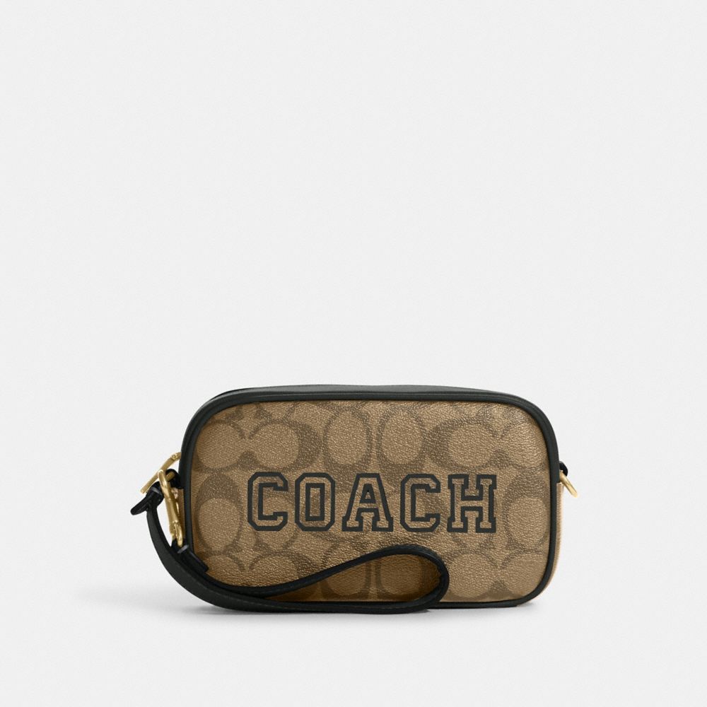 Coach Beige/Pink Signature Canvas and Leather Wristlet Pouch Coach | The  Luxury Closet