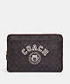 COACH®,LAPTOP SLEEVE IN SIGNATURE CANVAS WITH COACH VARSITY,Signature Coated Canvas,X-Large,Im/Brown/Chalk Multi,Front View