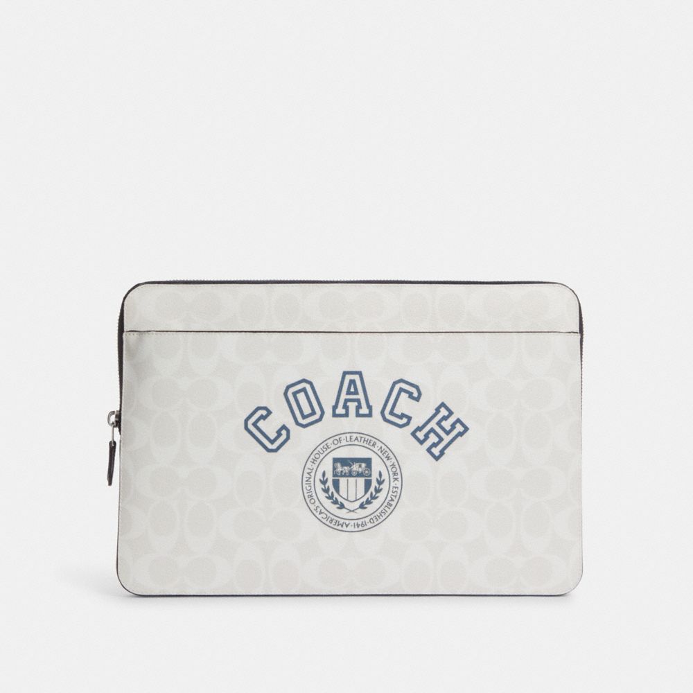 COACH OUTLET Laptop Sleeve In Signature Canvas With Coach Varsity