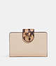 COACH®,MEDIUM CORNER ZIP WALLET IN COLORBLOCK,Snakeskin Leather,Mini,Gold/Ivory Multi,Front View