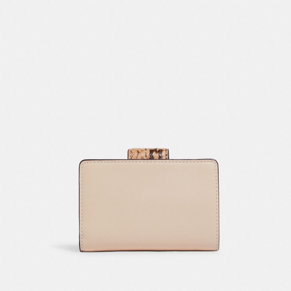 COACH®,MEDIUM CORNER ZIP WALLET IN COLORBLOCK,Novelty Leather,Mini,Gold/Ivory Multi,Back View