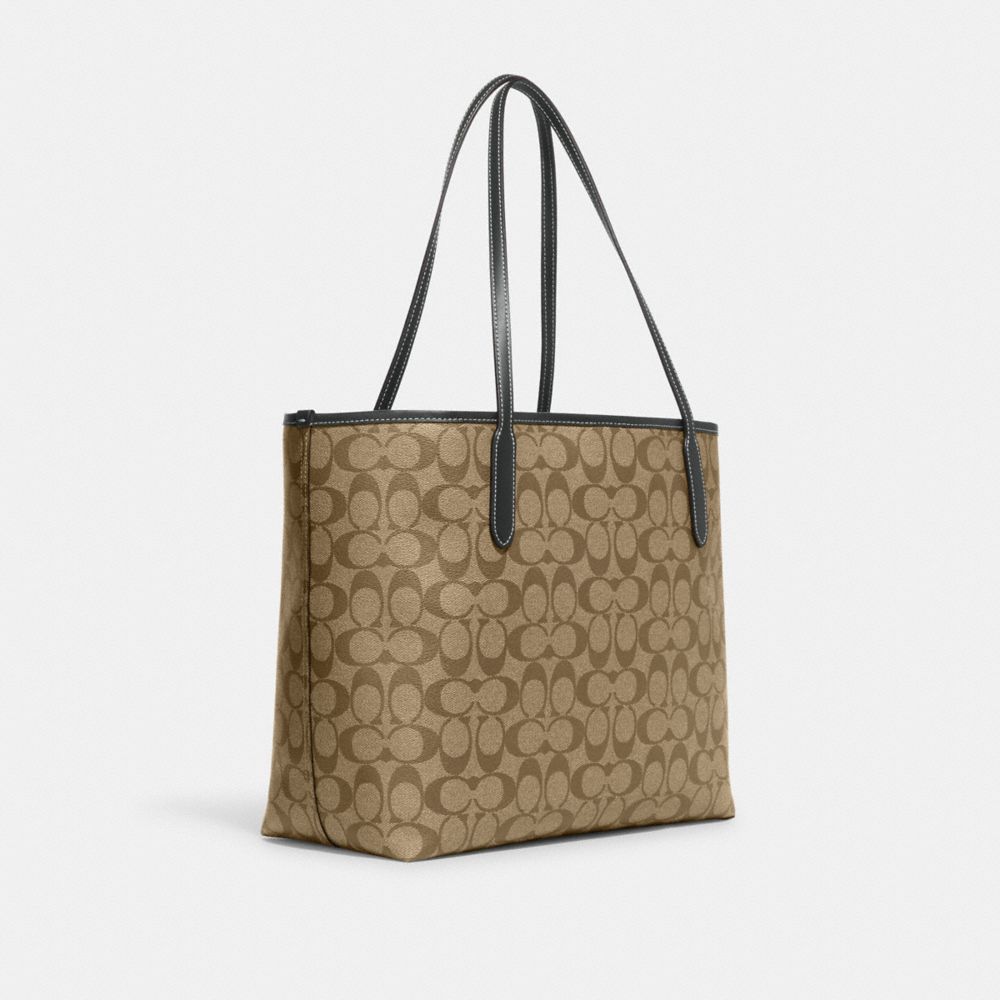  Coach WOMENS City Tote In Signature Canvas (Khaki