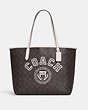 COACH®,CITY TOTE IN SIGNATURE CANVAS WITH VARSITY MOTIF,Signature Coated Canvas,Large,Im/Brown/Chalk Multi,Front View