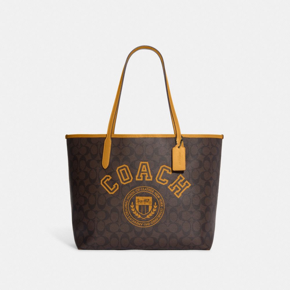 COACH DE City Tote Aus Signatur Canvas Mit Varsity Motiv