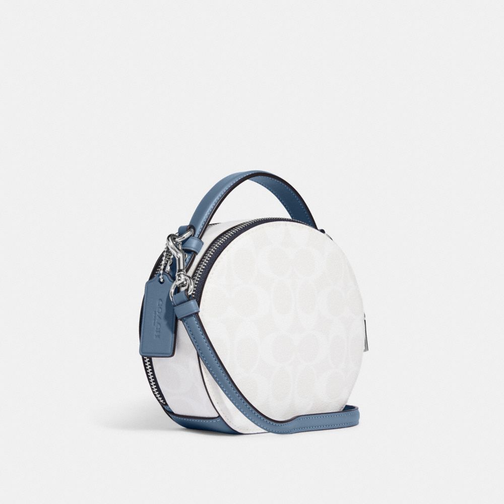 COACH®,Canteen Crossbody Bag In Signature Canvas With Varsity Motif,,Angle View