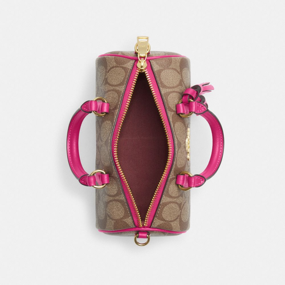COACH®,LACEY CROSSBODY BAG IN SIGNATURE CANVAS,Signature Canvas,Small,Im/Khaki/Cerise,Inside View,Top View
