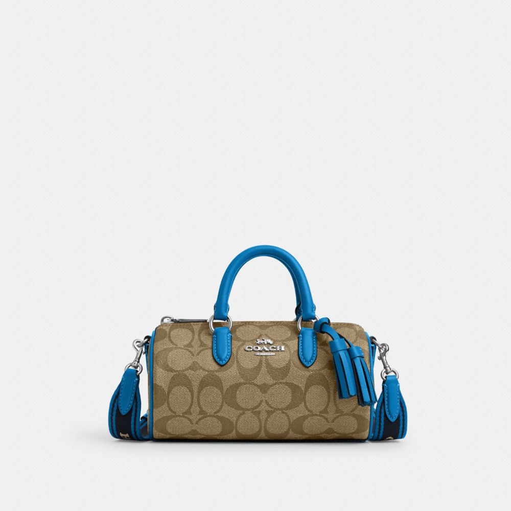 COACH®,LACEY CROSSBODY BAG IN SIGNATURE CANVAS,Signature Canvas,Small,Silver/Khaki/Racer Blue,Front View