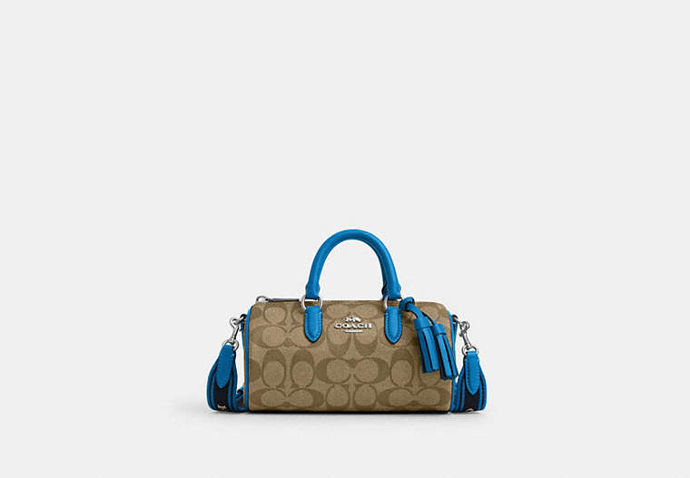 COACH®,LACEY CROSSBODY BAG IN SIGNATURE CANVAS,pvc,Small,Silver/Khaki/Racer Blue,Front View