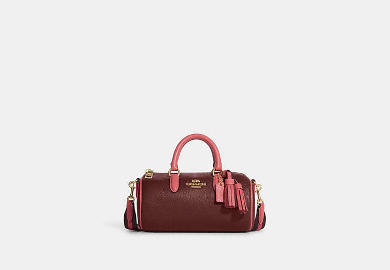 COACH®,LACEY CROSSBODY BAG,Refined Pebble Leather,Small,Gold/Wine Multi,Front View