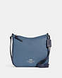 COACH®,ELLIE FILE BAG,Refined Pebble Leather,Large,Silver/Indigo Multi,Front View