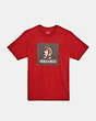 COACH®,SIGNATURE CREATURES T-SHIRT IN ORGANIC COTTON,Red,Front View