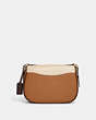 COACH®,MACIE SADDLE BAG IN COLORBLOCK,Refined Pebble Leather,Large,Im/Ivory/Light Saddle Multi,Back View