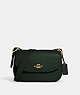 COACH®,MACIE SADDLE BAG,Pebbled Leather,Large,Gold/Amazon Green,Front View