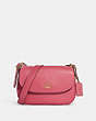 COACH®,MACIE SADDLE BAG,Pebbled Leather,Large,Gold/Watermelon,Front View