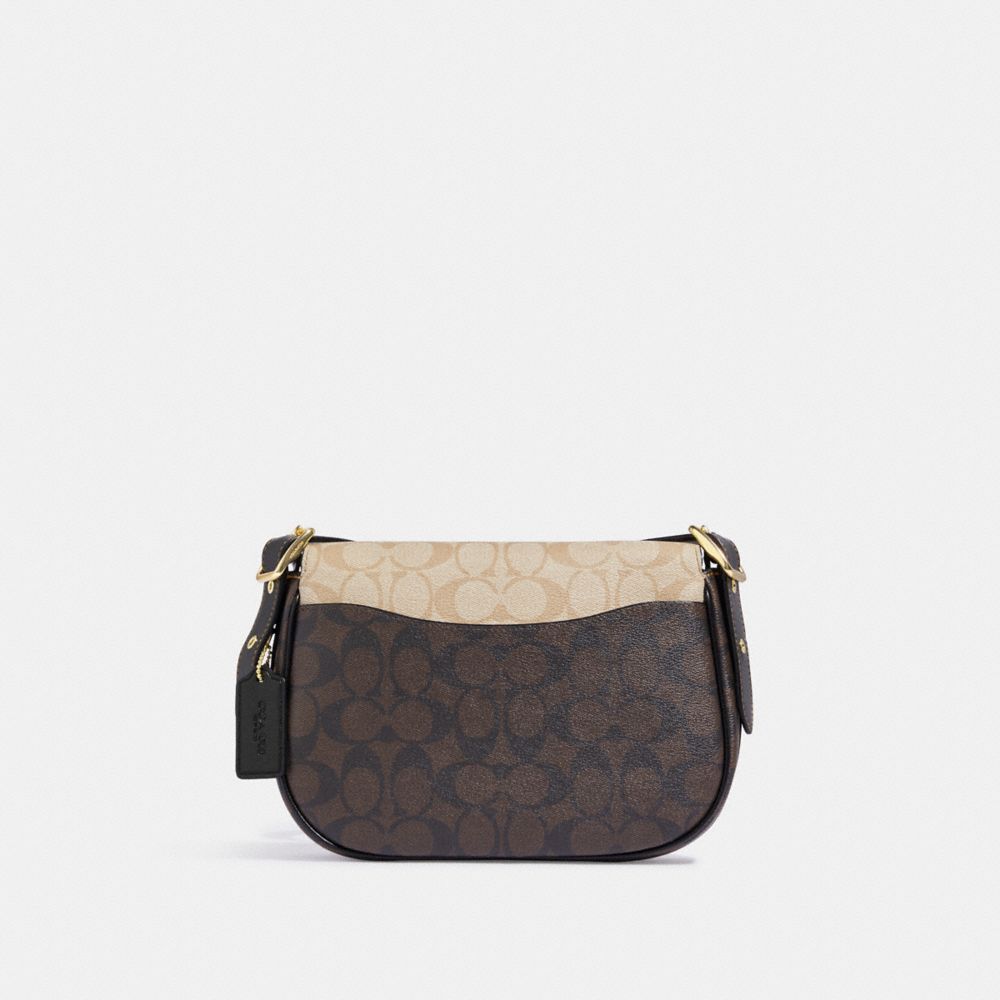 COACH®,Macie Saddle Bag In Blocked Signature Canvas,,Back View