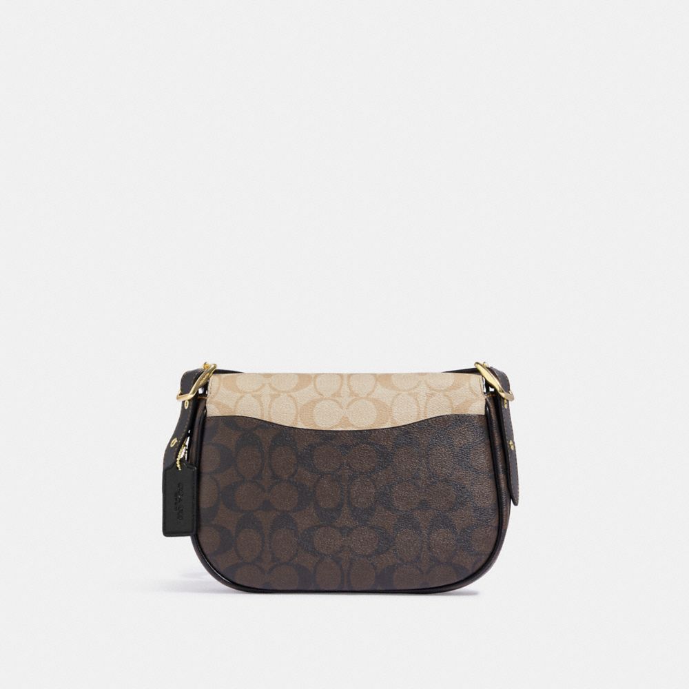 Coach Macie Saddle Bag in Blocked Signature Canvas