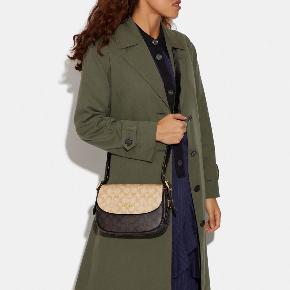 COACH®,Macie Saddle Bag In Blocked Signature Canvas,,Detail View