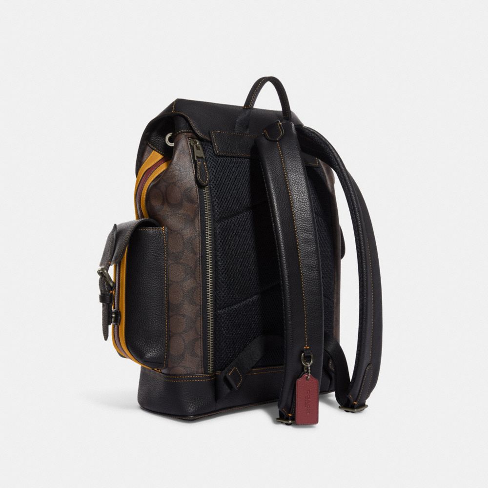 Hudson backpack in signature online canvas with varsity stripe