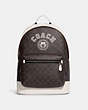 COACH®,WEST BACKPACK IN SIGNATURE CANVAS WITH VARSITY MOTIF,Large,Black Antique Nickel/Mahogany/Chalk,Front View
